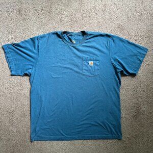 Carhartt Shirt Mens 2XL Short Sleeve Crewneck Pocket Tee Blue Original Fit